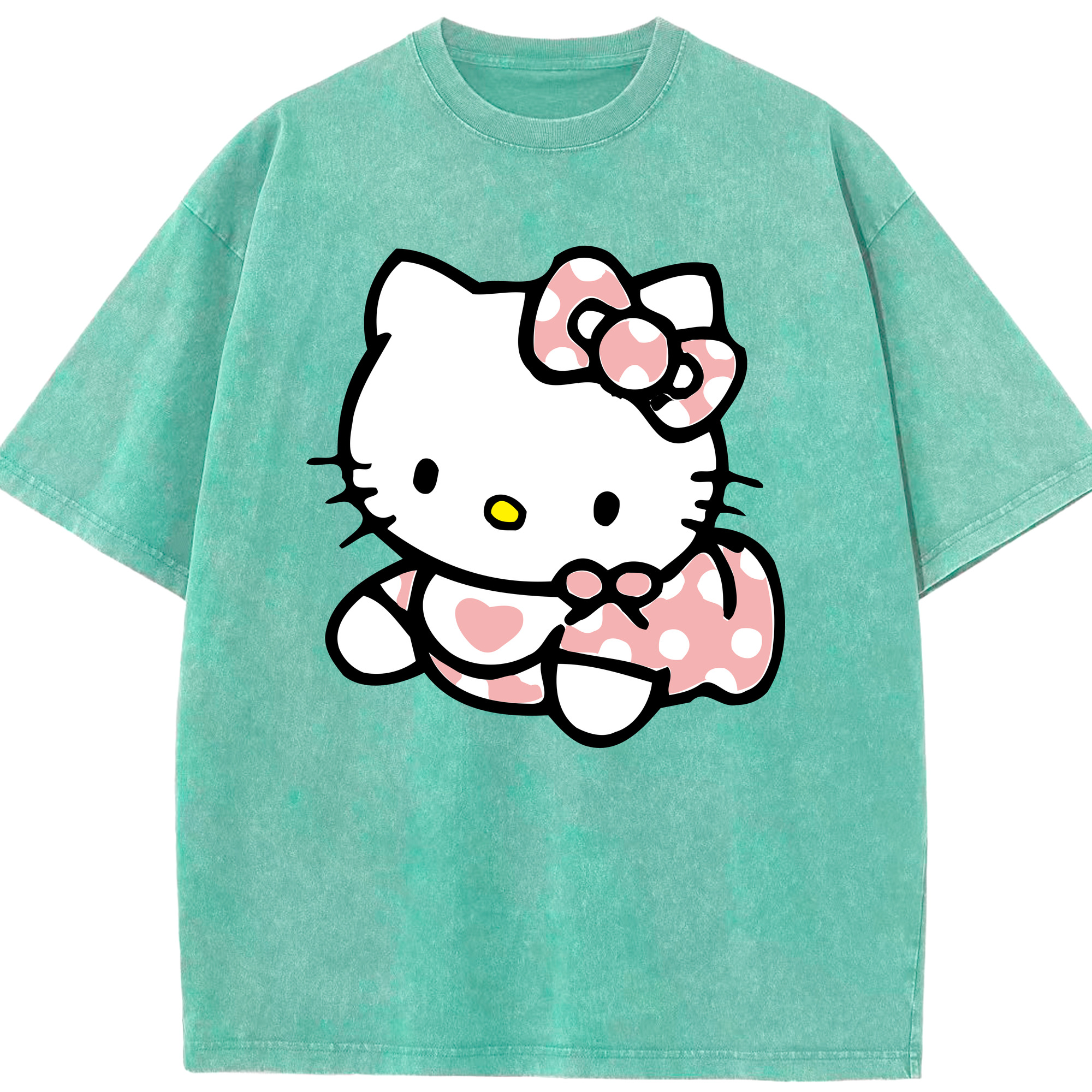 （画像用） Hello Kitty ハローキティ 綿100% ヴィンテージ風 半袖Tシャツ（フロントプリント）